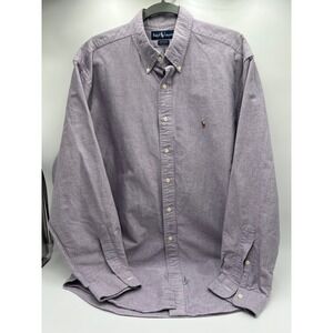 Ralph Lauren Yarmouth Shirt Mens 17.5 36 Purple Cotton Oxford Button Down Long S